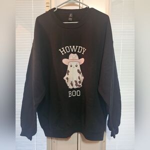 Howdy Boo Ghost Cowgirl Sweatshirt | Gildan | Western Halloween